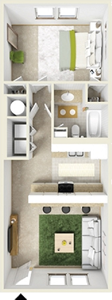 One Bedroom / One Bath - 713 Sq. Ft.*