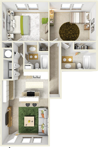 Two Bedroom A / Two Bath - 1,070 Sq. Ft.*
