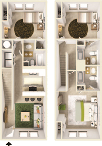 Three Bedroom / Three Bath - 1,501 Sq. Ft.*
